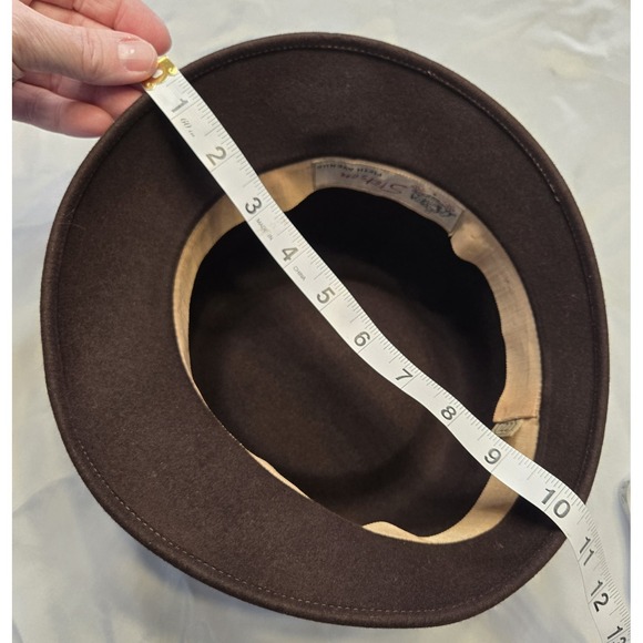 Vtg Stetson Fifth Avenue Womens Cloche Hat 22.5 Brown Wool Felt Ribbon Luxury - Picture 11 of 12